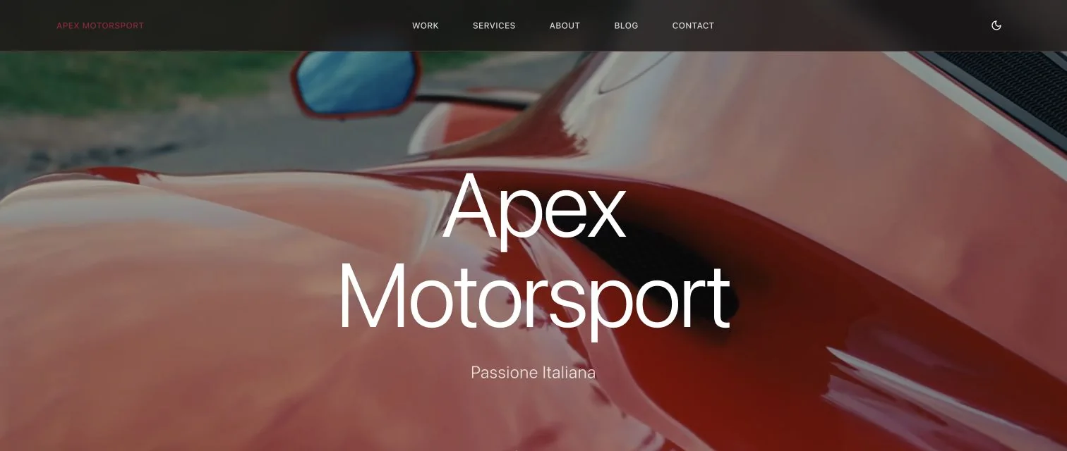 Apex Motorsport Konzept-Webseite