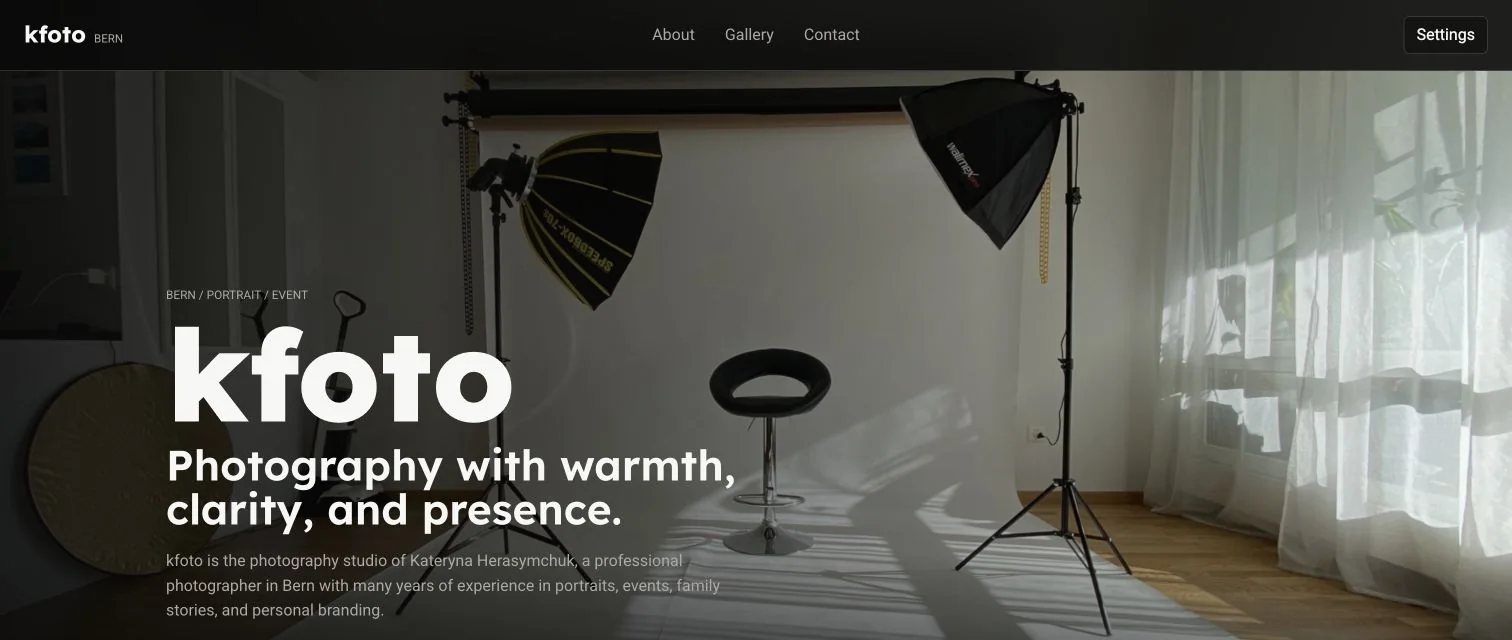KFoto Webseite für ein Fotostudio
